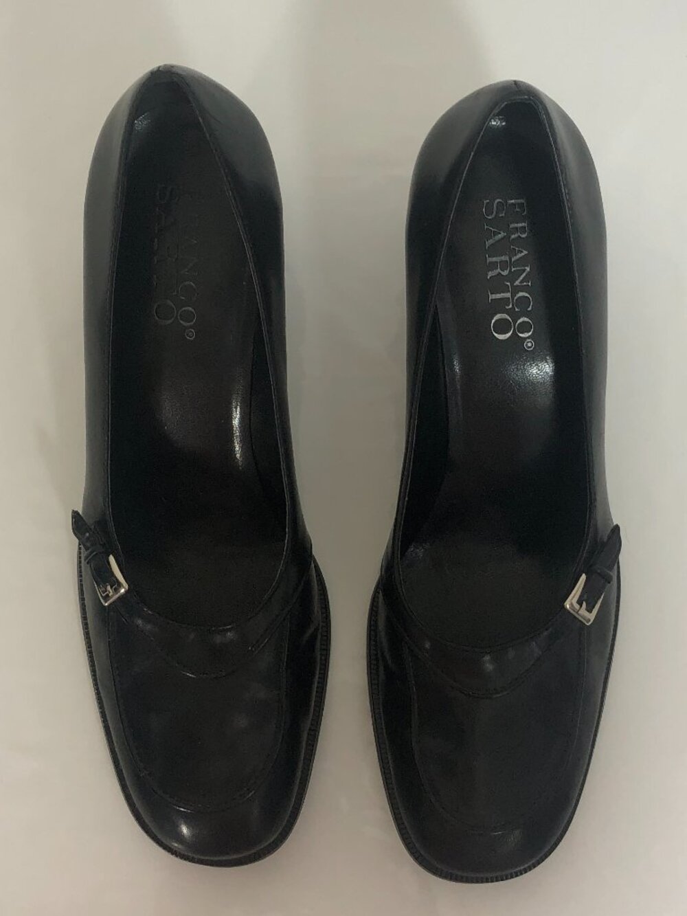 Franco Sarto Women's Classic Black Block Heel Pump Shoes  3 1/2" Heel Sz 10 1/2 - Picture 3 of 13